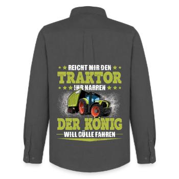 Farmer Tractor - Men's Oxford Shirt by Stanley/Stella - anthracite - Back - AI Model Male 185 dark (185cm)