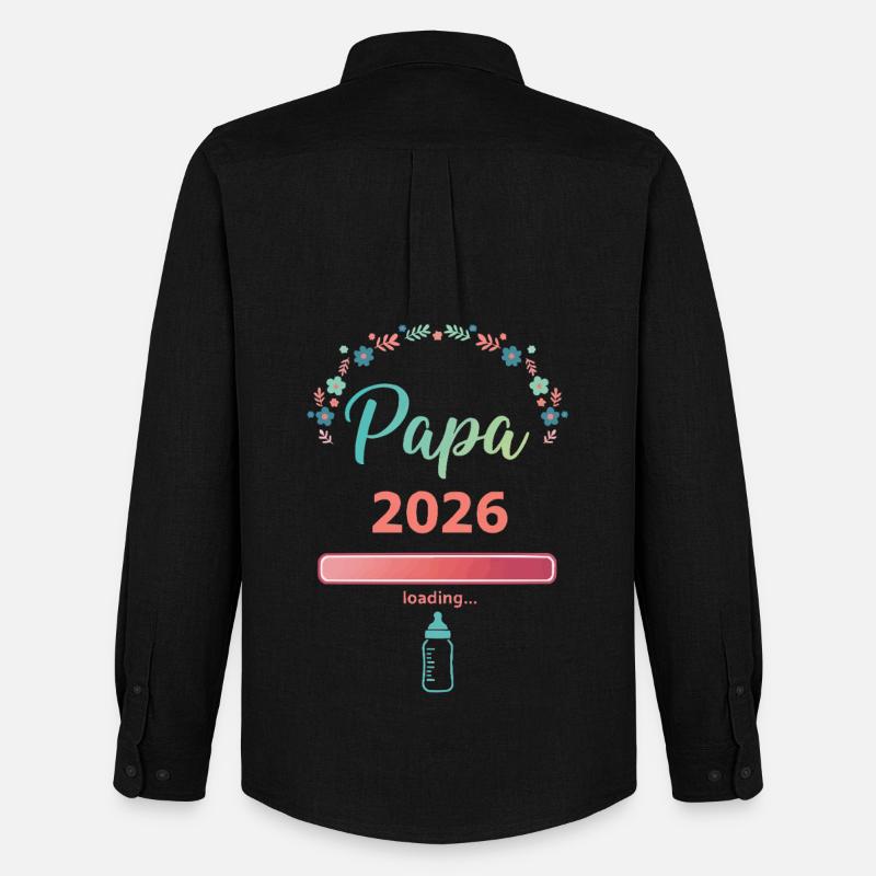 Papa 2026 Loading – Werdender Vater - Männer Oxford Hemd von Stanley/Stella - Schwarz