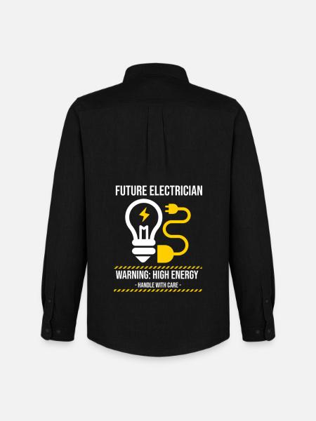 Warning: High Energy – Future Electrician - Männer Oxford Hemd von Stanley/Stella - Schwarz