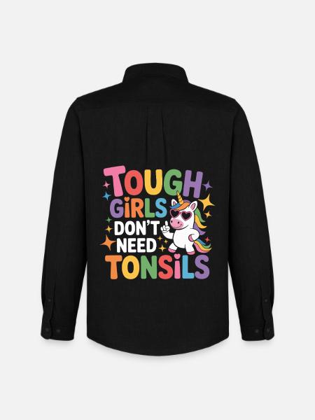 Tough Girls Don't Need Tonsils - Men's Oxford Shirt by Stanley/Stella - black