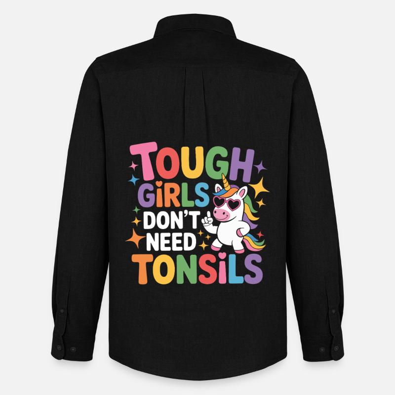 Tough Girls Don't Need Tonsils - Männer Oxford Hemd von Stanley/Stella - Schwarz