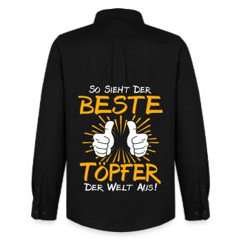 Idée de cadeau pour la poterie - Chemise Oxford homme Stanley/Stella - noir - Dos - AI Model Male 185 dark (185cm)