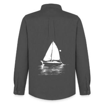 Segelboot Grafik - Männer Oxford Hemd von Stanley/Stella - Anthrazit - Hinten - AI Model Male 185 dark (185cm)