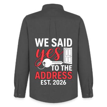 We Said Yes to The Address 2026 - Chemise Oxford homme Stanley/Stella - charbon - Dos - AI Model Male 185 dark (185cm)