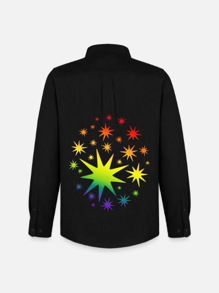 Bunte Sterne Regenbogen Farbverlauf - Männer Oxford Hemd von Stanley/Stella - Schwarz