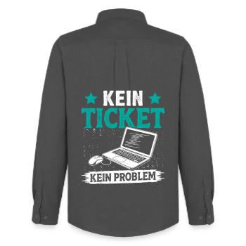 Nerd Computer NO TICKET NO PROBLEM FUNNY - Men's Oxford Shirt by Stanley/Stella - anthracite - Back - AI Model Male 185 dark (185cm)