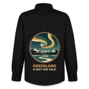 Greenland Is Not For Sale Aurora - Männer Oxford Hemd von Stanley/Stella - Schwarz - Hinten - AI Model Male 185 dark (185cm)