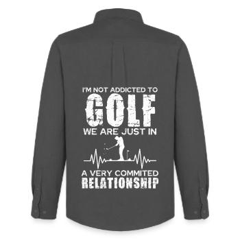 Golf Relationship: Committed Passion - Men's Oxford Shirt by Stanley/Stella - anthracite - Back - AI Model Male 185 dark (185cm)