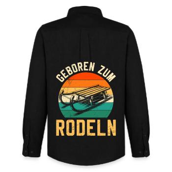 Bob Driver BORN TO TOBOGGAN FUN - Men's Oxford Shirt by Stanley/Stella - black - Back - AI Model Male 185 dark (185cm)