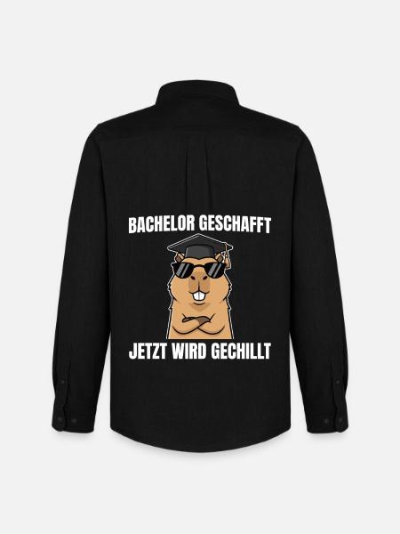 Bachelor geschafft - Capybara Bachelorprüfung - Männer Oxford Hemd von Stanley/Stella - Schwarz