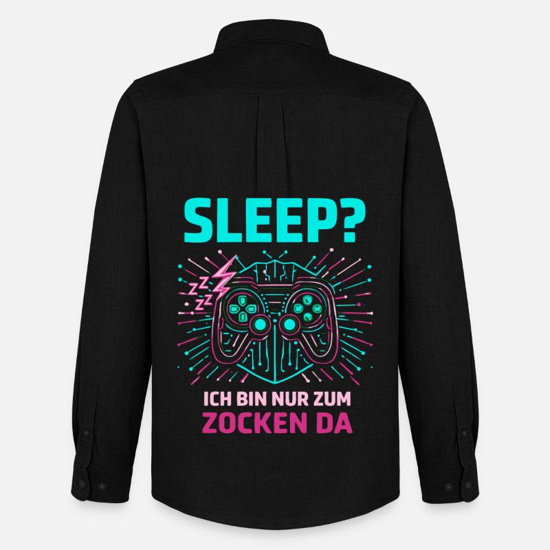 Zocken schlafen - Männer Oxford Hemd von Stanley/Stella - Schwarz