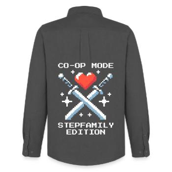 Co-Op-Modus: Stieffamilie-Edition | Patchwork - Männer Oxford Hemd von Stanley/Stella - Anthrazit - Hinten - AI Model Male 185 dark (185cm)