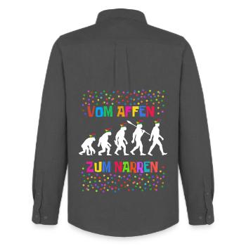 Homo Carnival | From Monkey to Fool, Shrovetide - Men's Oxford Shirt by Stanley/Stella - anthracite - Back - AI Model Male 185 dark (185cm)