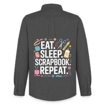 Critique de Food Sleep Scrapbook - Chemise Oxford homme Stanley/Stella - charbon - Dos - AI Model Male 185 dark (185cm)