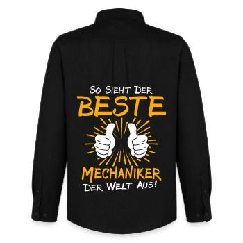 Mechanic Gift Idea - Men's Oxford Shirt by Stanley/Stella - black - Back - AI Model Male 185 dark (185cm)