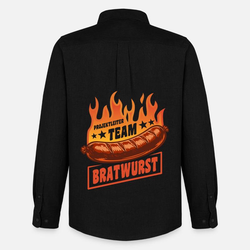Projektleiter Team Bratwurst | Grillen Feuer - Männer Oxford Hemd von Stanley/Stella - Schwarz