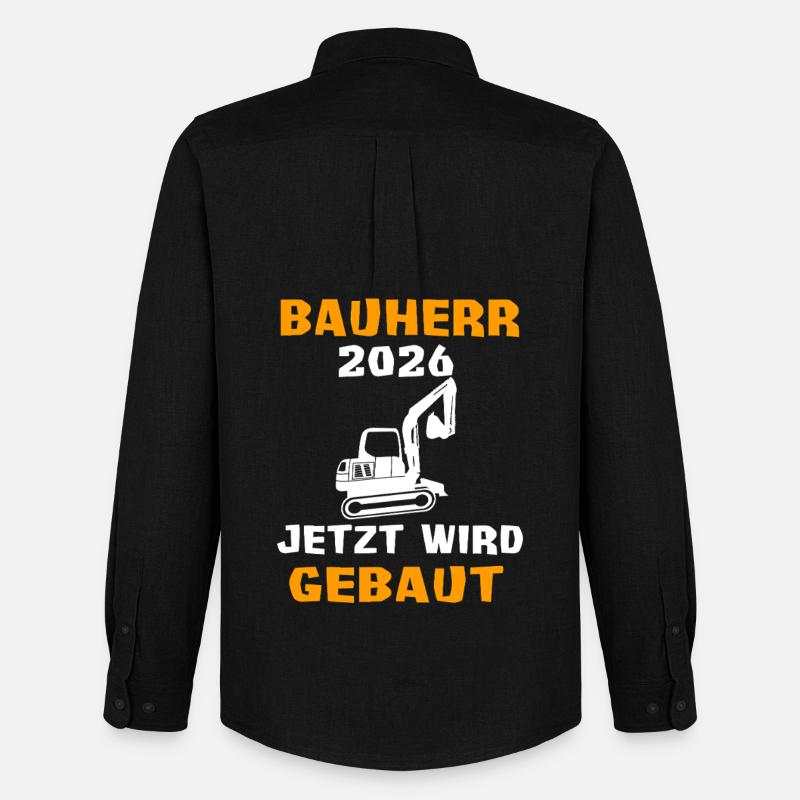 Bauherr Bagger Hausbau Traumhaus - Männer Oxford Hemd von Stanley/Stella - Schwarz