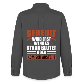 Gleitschirm GEHEULT WIRD ERST WENN ES BLUTET - Männer Oxford Hemd von Stanley/Stella - Anthrazit - Hinten - AI Model Male 185 dark (185cm)