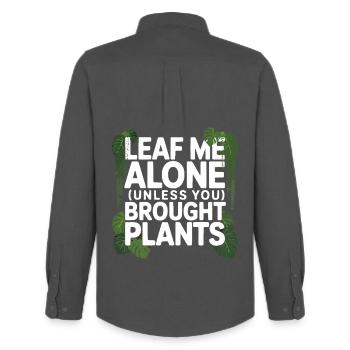 Leaf Me Alone Pflanzen Humor Design - Männer Oxford Hemd von Stanley/Stella - Anthrazit - Hinten - AI Model Male 185 dark (185cm)