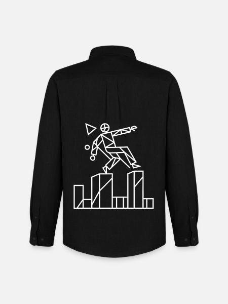 Parkour Runner Geometric Line Art - Männer Oxford Hemd von Stanley/Stella - Schwarz