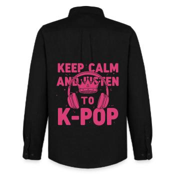 Keep Calm And Listen To K-Pop Korean Music - Men's Oxford Shirt by Stanley/Stella - black - Back - AI Model Male 185 dark (185cm)