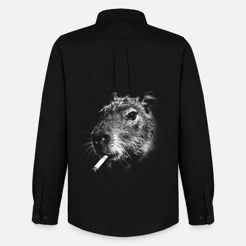 Fumer, cigarette, capybara, fumer une cigarette - Chemise Oxford homme Stanley/Stella - noir