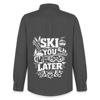 Ski You Later - Wintersport Après Ski - Männer Oxford Hemd von Stanley/Stella - Anthrazit - Hinten - AI Model Male 185 dark (185cm)