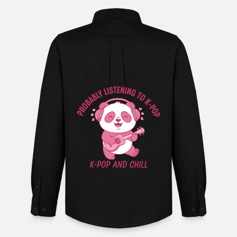Probabilmente ascoltando K-Pop e Chill Panda - Stanley/Stella Camicia Oxford uomo - nero