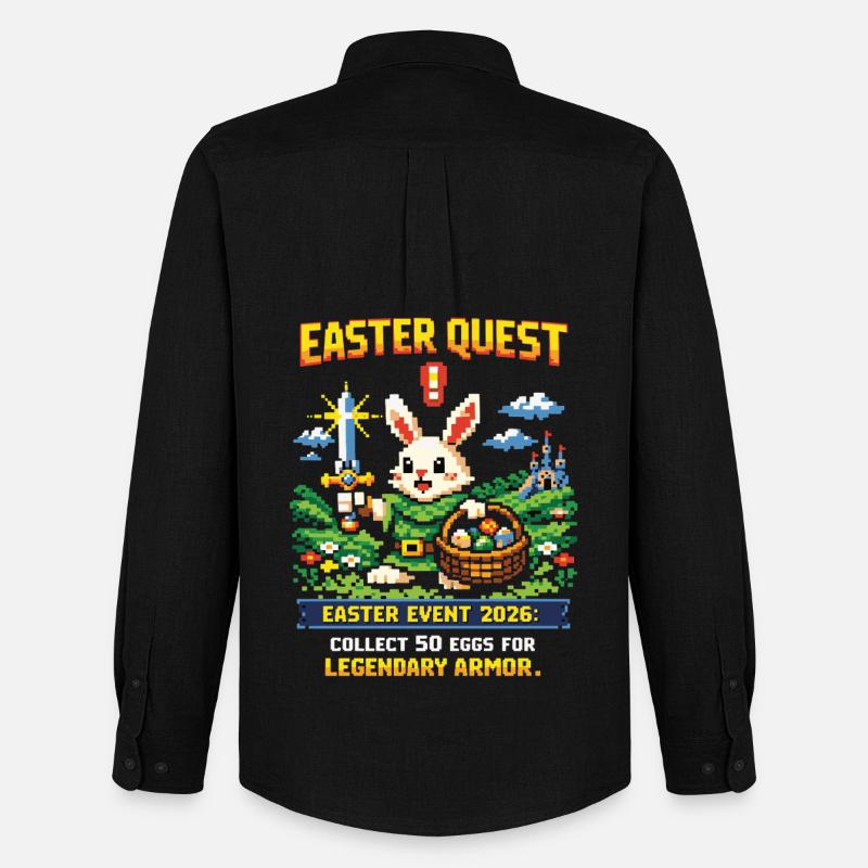 Easter Quest Pixelhase und Lootkorb - Männer Oxford Hemd von Stanley/Stella - Schwarz