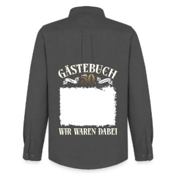 50. Geburtstag Gästebuch Shirt Wir waren dabei - Männer Oxford Hemd von Stanley/Stella - Anthrazit - Hinten - AI Model Male 185 dark (185cm)