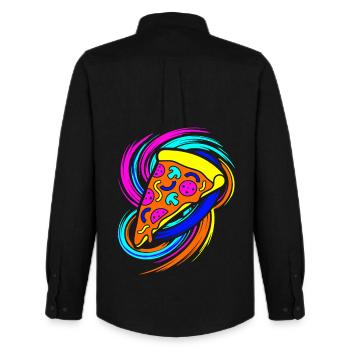 Tranche de pizza - Chemise Oxford homme Stanley/Stella - noir - Dos - AI Model Male 185 dark (185cm)