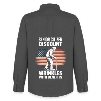 Senior Discount Ruhestand Humor - Männer Oxford Hemd von Stanley/Stella - Anthrazit - Hinten - AI Model Male 185 dark (185cm)
