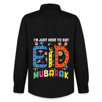 Here To Say Eid Mubarak Ramadan Islamic Muslim - Men's Oxford Shirt by Stanley/Stella - black - Back - AI Model Male 185 dark (185cm)