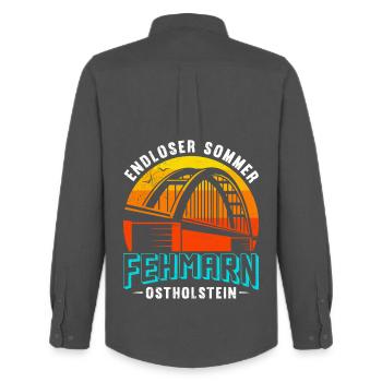 Baltic Sea ENDLESS SUMMER FEHMARN OSTHOLSTEIN Funny - Men's Oxford Shirt by Stanley/Stella - anthracite - Back - AI Model Male 185 dark (185cm)