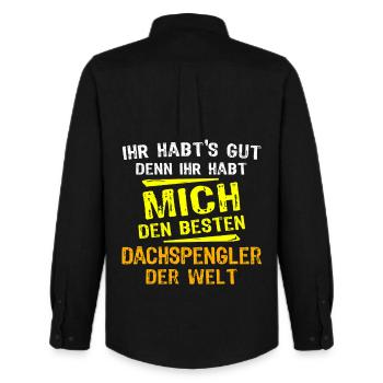 Dachspengler Geschenk - Männer Oxford Hemd von Stanley/Stella - Schwarz - Hinten - AI Model Male 185 dark (185cm)