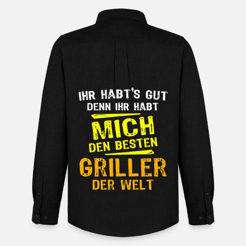 Griller Geschenk - Männer Oxford Hemd von Stanley/Stella - Schwarz