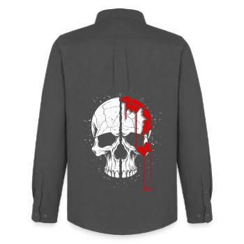 Totenkopf mit coolem Effekt - Männer Oxford Hemd von Stanley/Stella - Anthrazit - Hinten - AI Model Male 185 dark (185cm)
