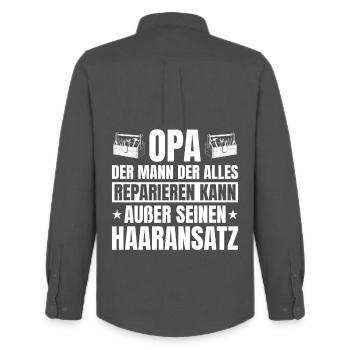 Opa Handwerker Glatze Haaransatz Lustig Spruch - Männer Oxford Hemd von Stanley/Stella - Anthrazit - Hinten - AI Model Male 185 dark (185cm)