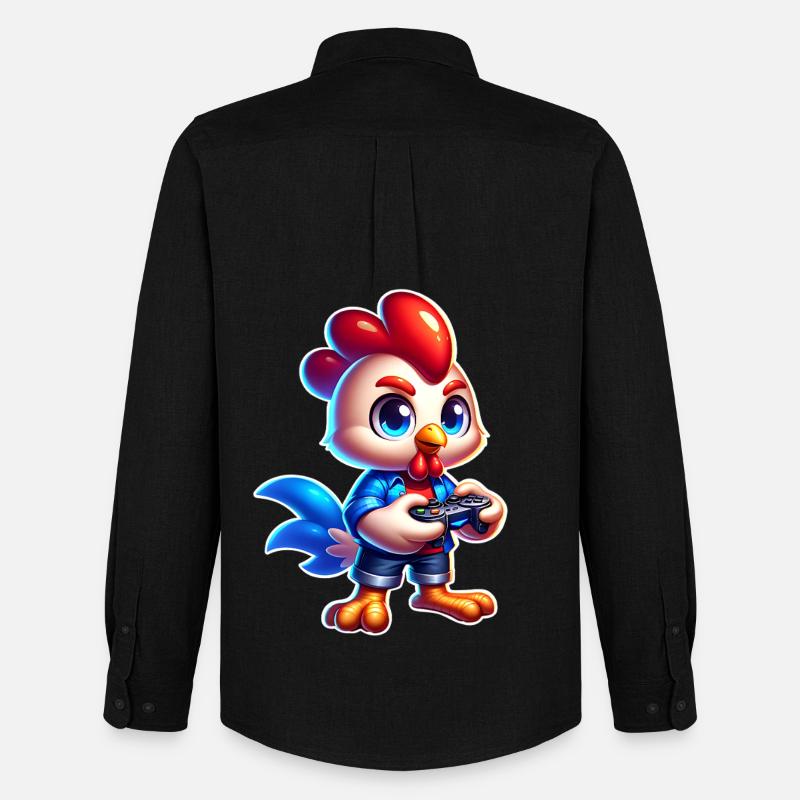 Gaming Chicken with Controller - Men's Oxford Shirt by Stanley/Stella - black