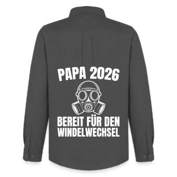 Dad 2026 Gas Mask Ready for Diaper Change - Men's Oxford Shirt by Stanley/Stella - anthracite - Back - AI Model Male 185 dark (185cm)