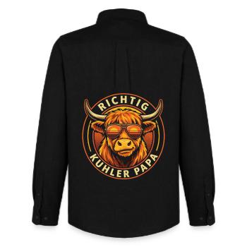 Vraiment cool Papa Fête des Pères Highland Cattle - Chemise Oxford homme Stanley/Stella - noir - Dos - AI Model Male 185 dark (185cm)