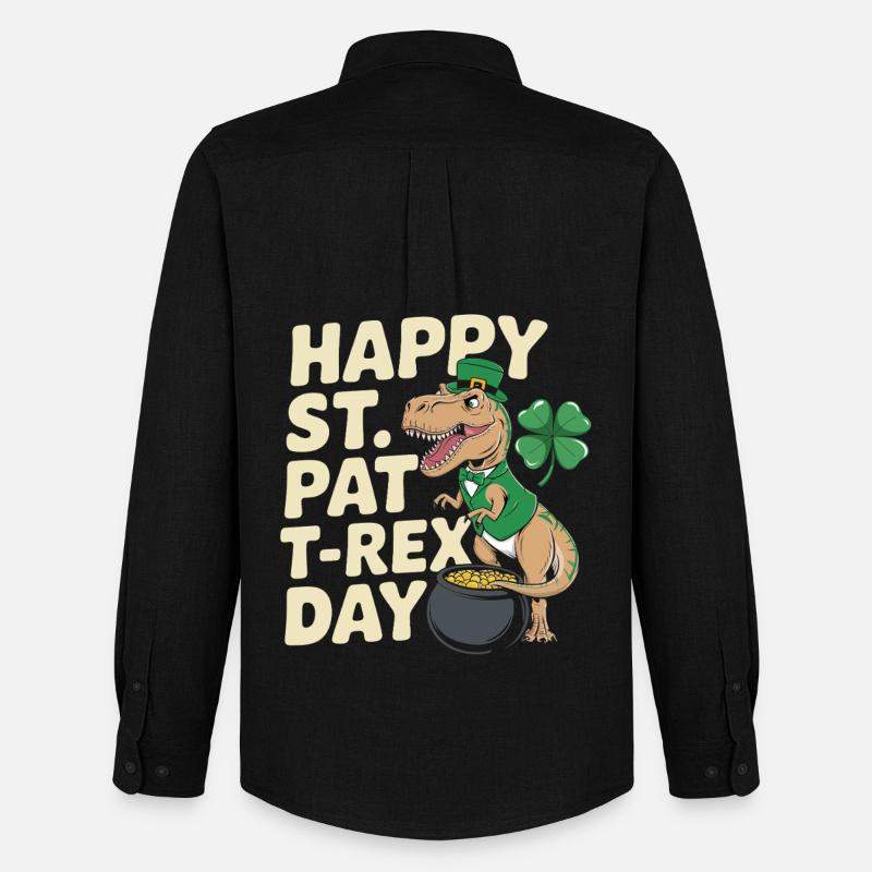 Dino Leprechaun St Patrick Day - Männer Oxford Hemd von Stanley/Stella - Schwarz