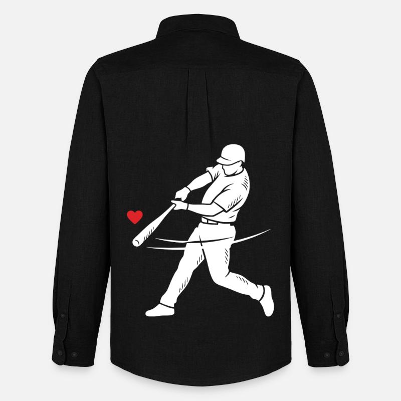 Baseball Schlagmann Silhouette Herz - Männer Oxford Hemd von Stanley/Stella - Schwarz
