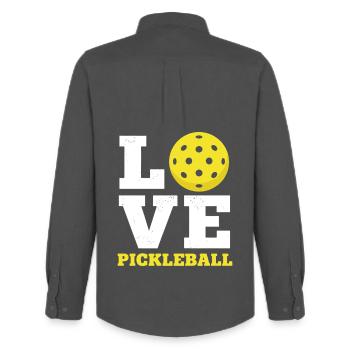 Love Pickleball - Paddle Sport Distressed  - Men's Oxford Shirt by Stanley/Stella - anthracite - Back - AI Model Male 185 dark (185cm)