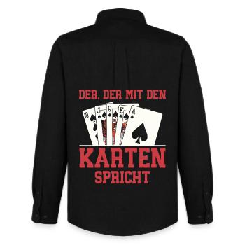 Chemise de poker drôle - Chemise Oxford homme Stanley/Stella - noir - Dos - AI Model Male 185 dark (185cm)