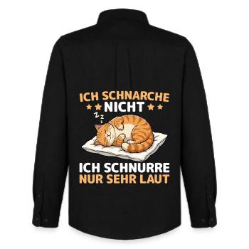 Chat endormi, animal fatigué qui se câline - Chemise Oxford homme Stanley/Stella - noir - Dos - AI Model Male 185 dark (185cm)