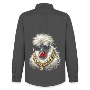 Silk Chicken - Men's Oxford Shirt by Stanley/Stella - anthracite - Back - AI Model Male 185 dark (185cm)