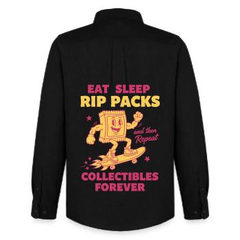 Eat Sleep Rip Packs Repeat Collectibles Forever - Men's Oxford Shirt by Stanley/Stella - black - Back - AI Model Male 185 dark (185cm)