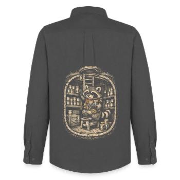 Prepper Überlebenskünstler - Männer Oxford Hemd von Stanley/Stella - Anthrazit - Hinten - AI Model Male 185 dark (185cm)
