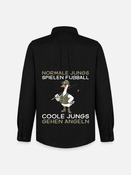 Angler Goose Cool Guys Go Fishing - Men's Oxford Shirt by Stanley/Stella - black